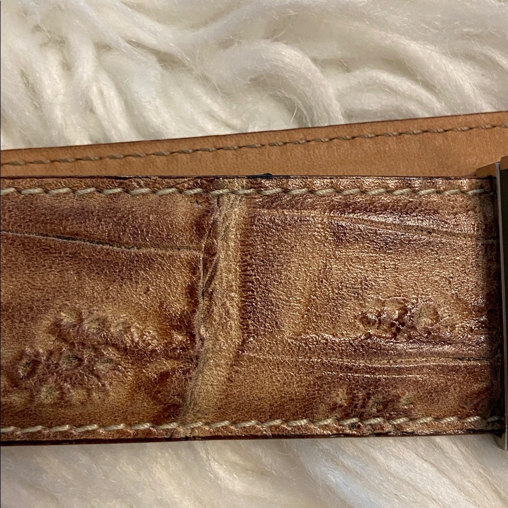 Mauro Cianci Tan Leather Belt with Silver Buckle size 32” length 43” excellent - Picture 6 of 8
